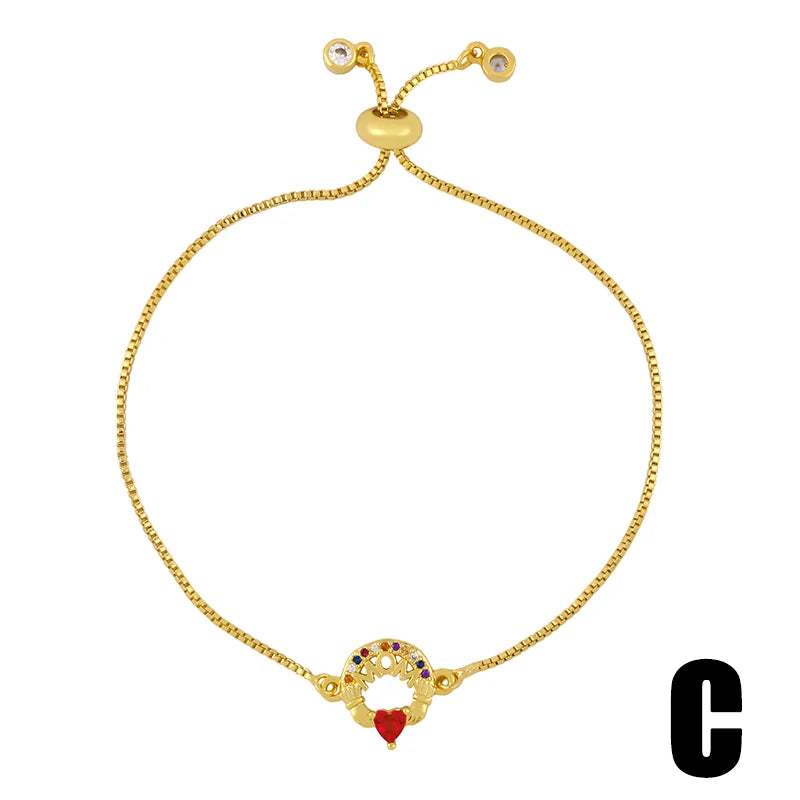 Clearance Bracelets / Copper Gold Plated Bracelets for Women CZ Rhinestone Chain Bracelets Crystal Jewelry Gifts brtk51