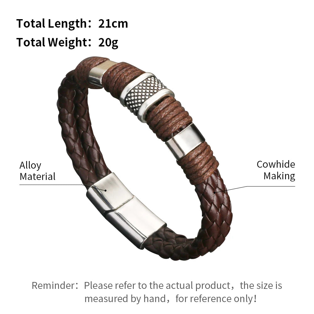 Trendy  Leather Bracelets For Men Multilayer Braided Rope Bracelets For Male Bracelets Jewelry Pulsera Hombre