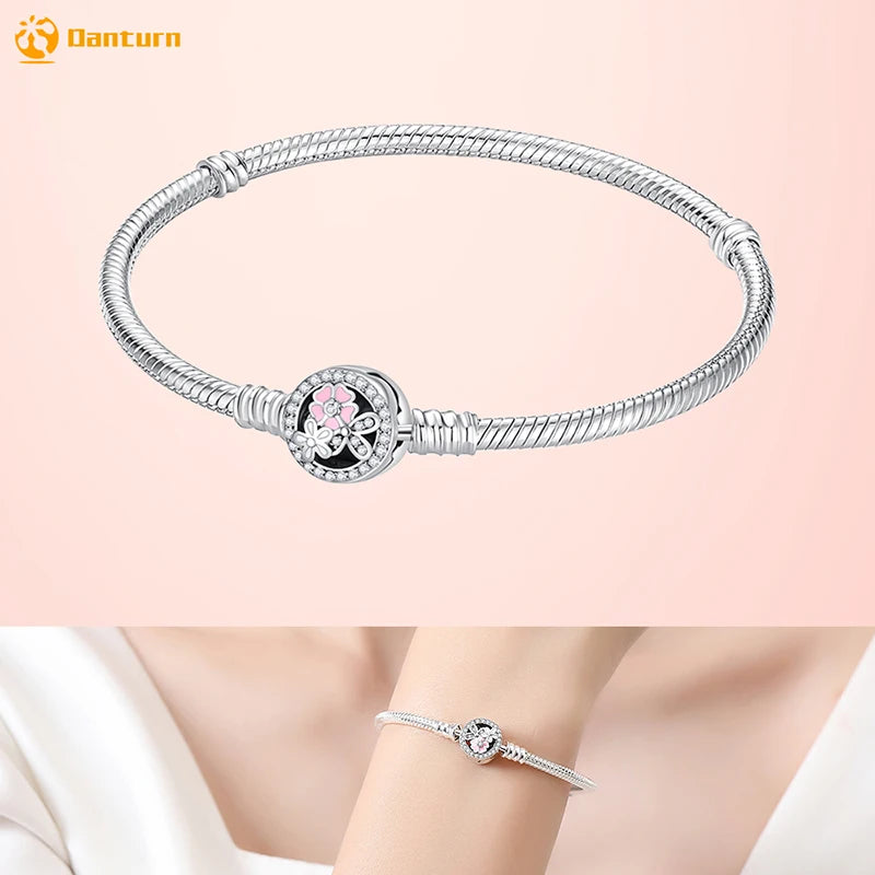 Danturn 925 Sterling Silver Bracelets Crown Butterfly Bus Sisterly Love Cherry Bracelets Women Bracelets Fashion Charm Bracelets