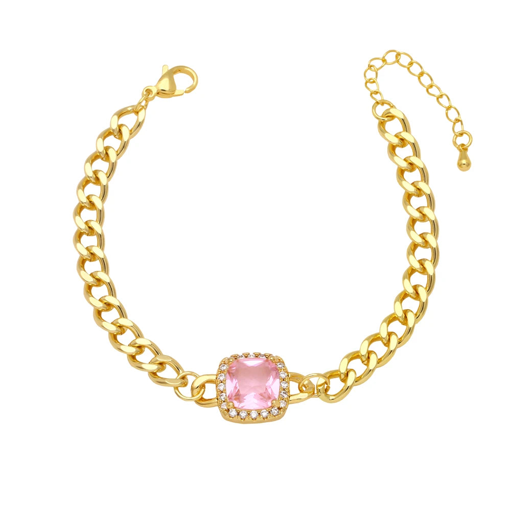 Clearance Bracelets / Copper Gold Plated Bracelets for Women CZ Rhinestone Chain Bracelets Crystal Jewelry Gifts brtk51