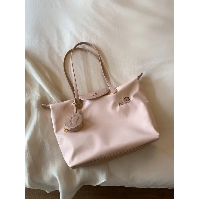 Bread, Dog, Unknown Flower Language, Tote Bag, Women's Casual Large Capacity Handheld Shoulder Bag