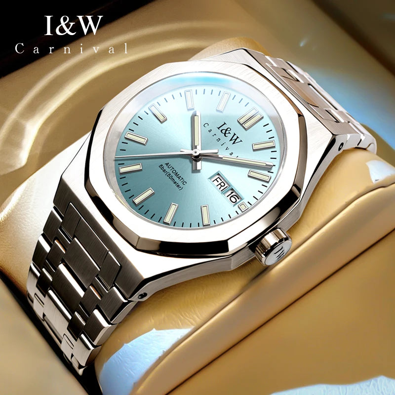 SEIKO NH36A Mechanical Watches for Man Luxury Brand IW CARNIVAL Watch Automatic Sapphire Luminous 5bar Waterproof Montres Hommes