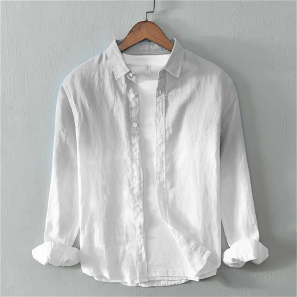 Men's clothing linen casual comfortable long sleeve shirt fashionable gradient trendy men's clothing oversized design