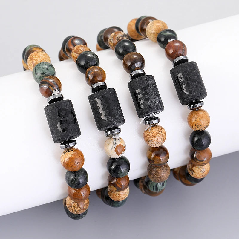 12 Zodiac Signs Bracelets Taurus Gemini Cancer Virgo Pisces Bracelets Ladies Men Couple Friendship Jewelry Gift Bracelets