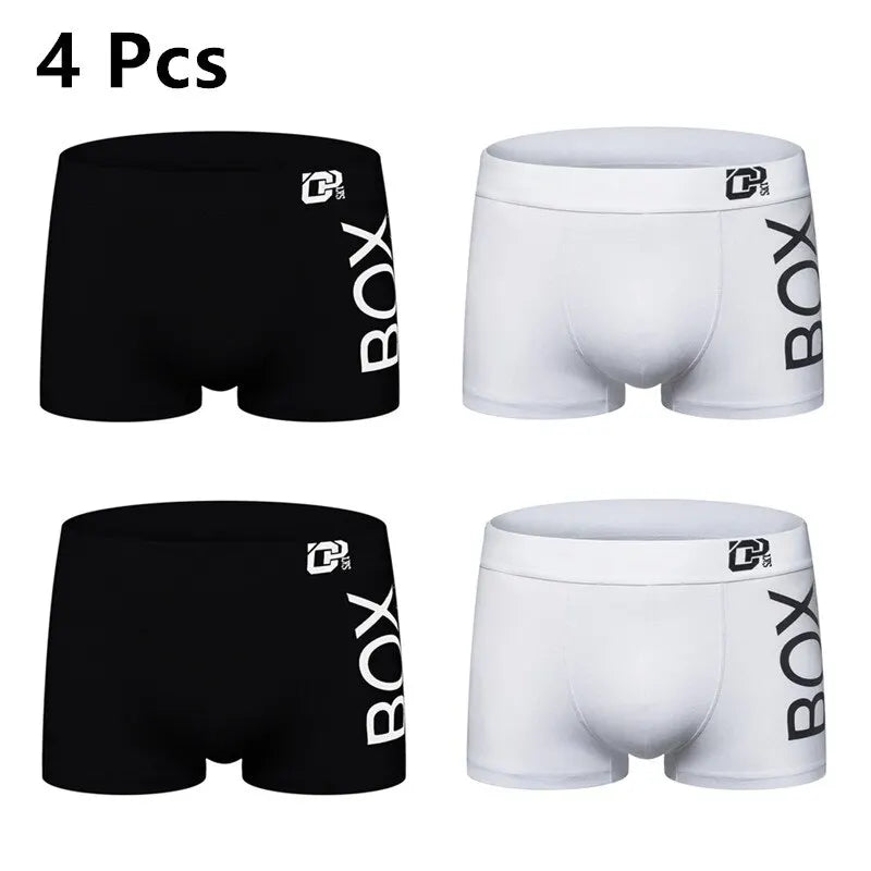 4Pcs Man Underpants Boxershorts Cotton Male Breathable Underwear Men's Panties Soft Boxer Underpants