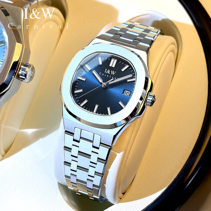 I&W Simple Quartz Watch for Women 2024 New Design Ladies Watches Sapphire Calendar Full Steel Bracelet Waterproof Montres Femmes
