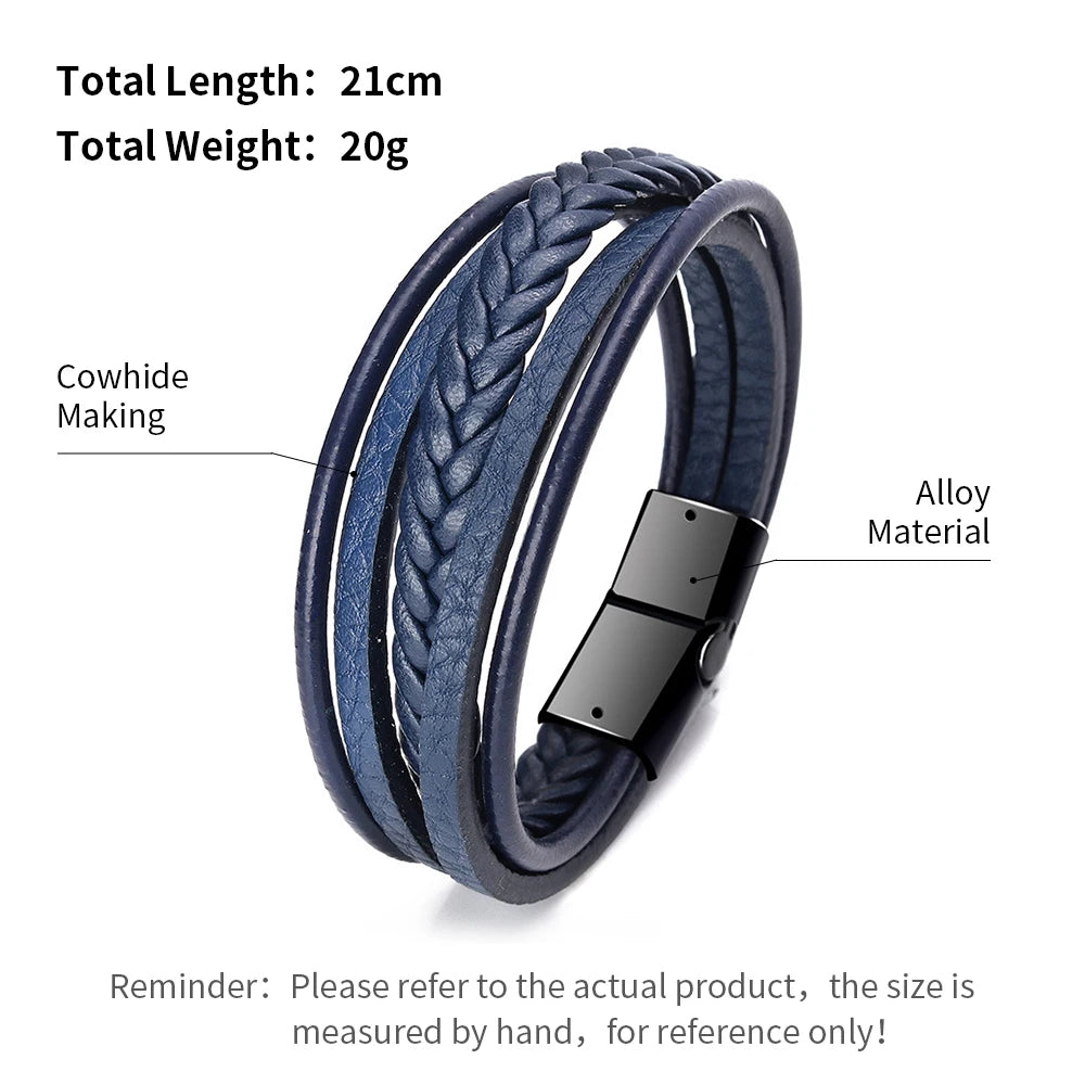 Trendy  Leather Bracelets For Men Multilayer Braided Rope Bracelets For Male Bracelets Jewelry Pulsera Hombre