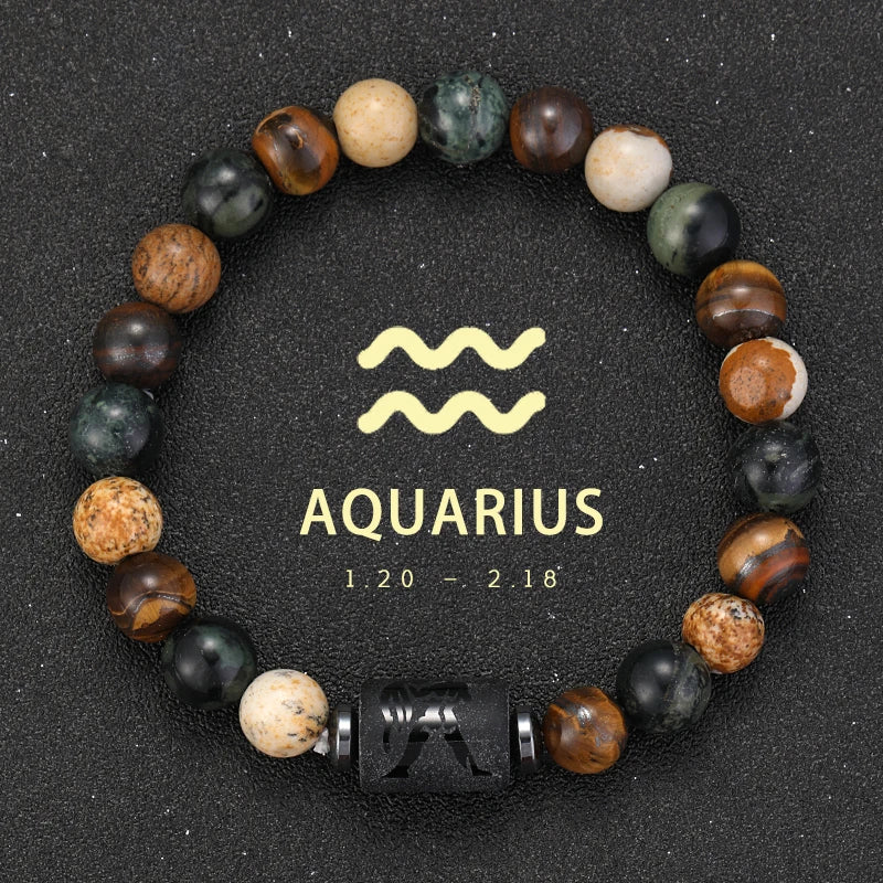12 Zodiac Signs Bracelets Taurus Gemini Cancer Virgo Pisces Bracelets Ladies Men Couple Friendship Jewelry Gift Bracelets