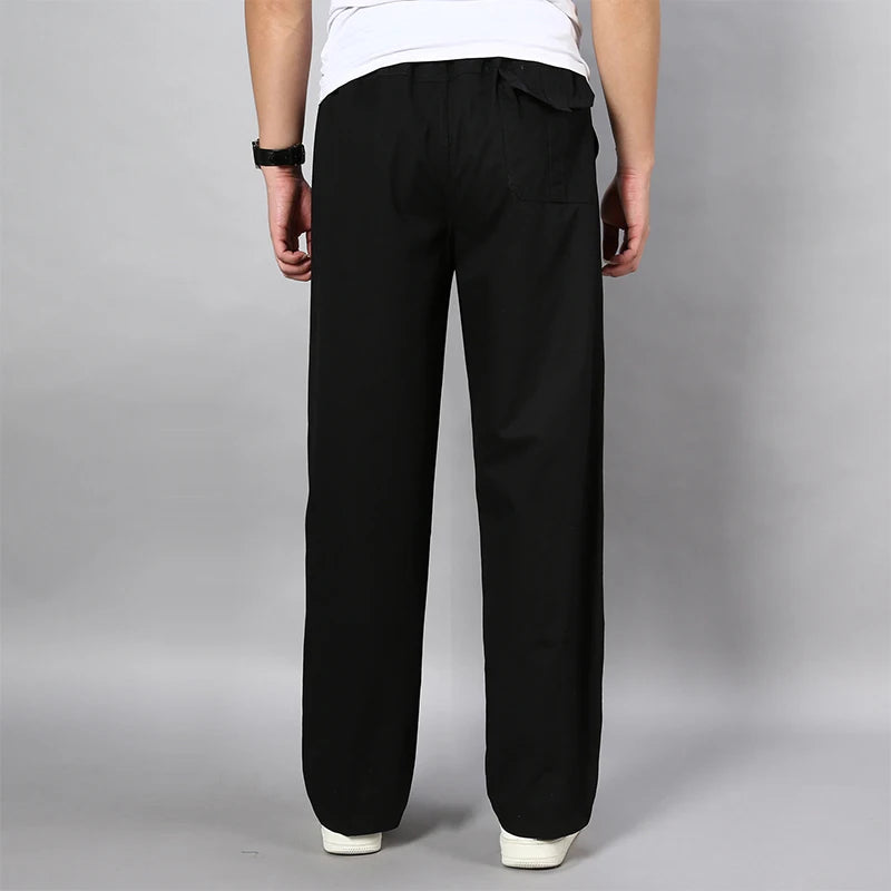 IPPOLICH Men's Pants Sweatpant Leisure Breathable Pants Pockets Wide Leg Cotton Black Cargo Pants Classic Man Casual Cargo Pants