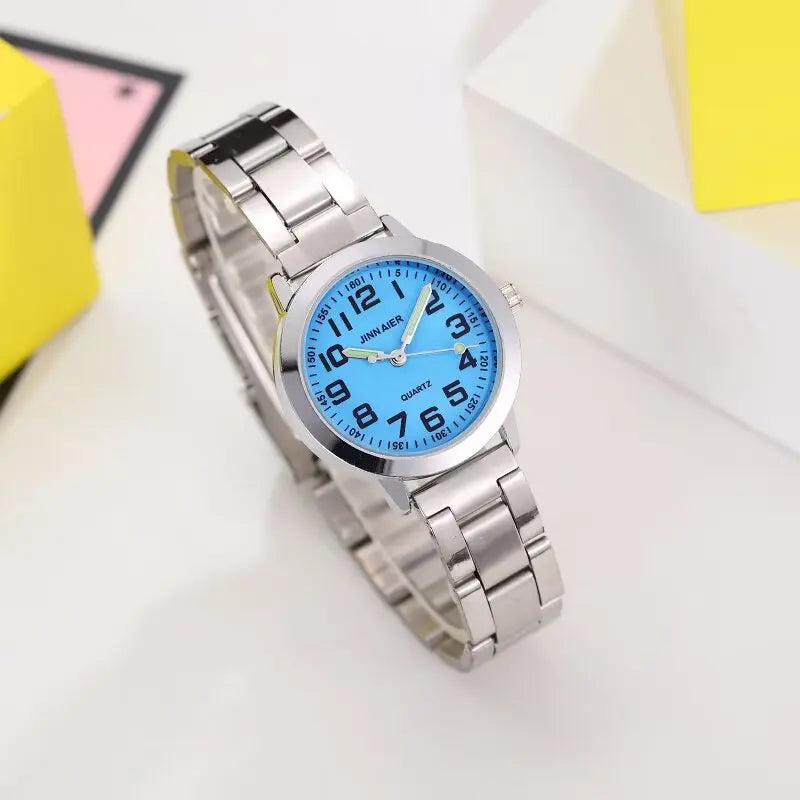 New Children's Boys Girls Watches Stainless Steel Students Quartz Adult Watch Birthday Gift Relojes Montres Kol Kaati