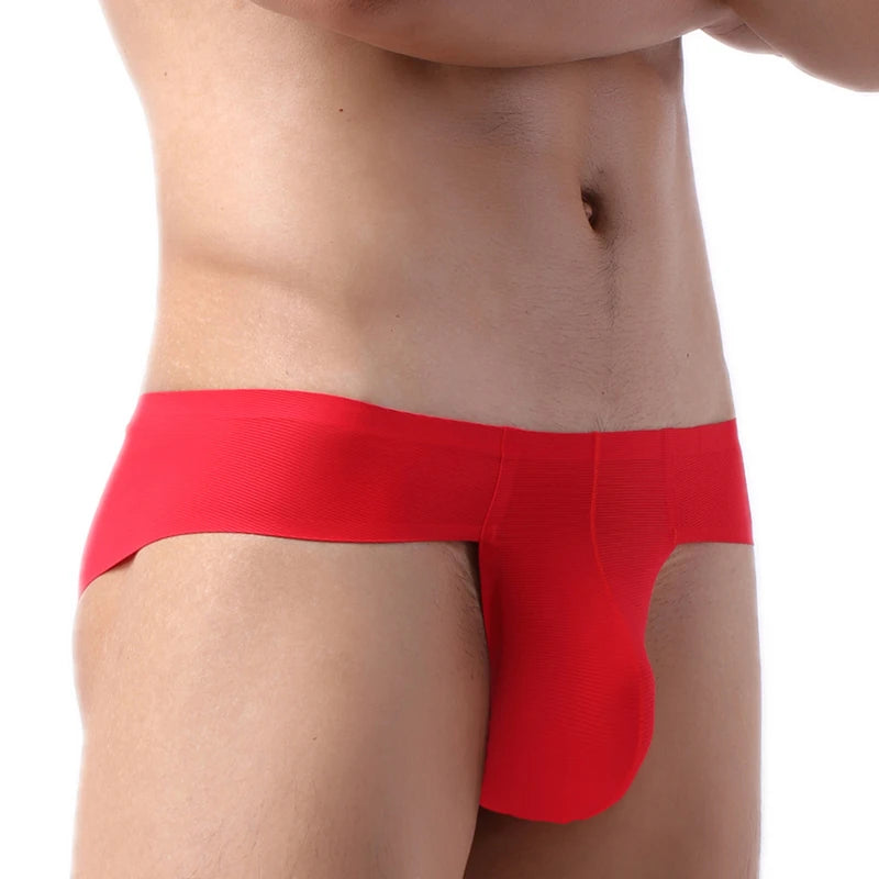 Mens Elastic Seamless Briefs Underwear Men Ultra-Thin Breathable Briefs Cueca Rib Fabric Bikini Briefs Man Underpants Lingeries