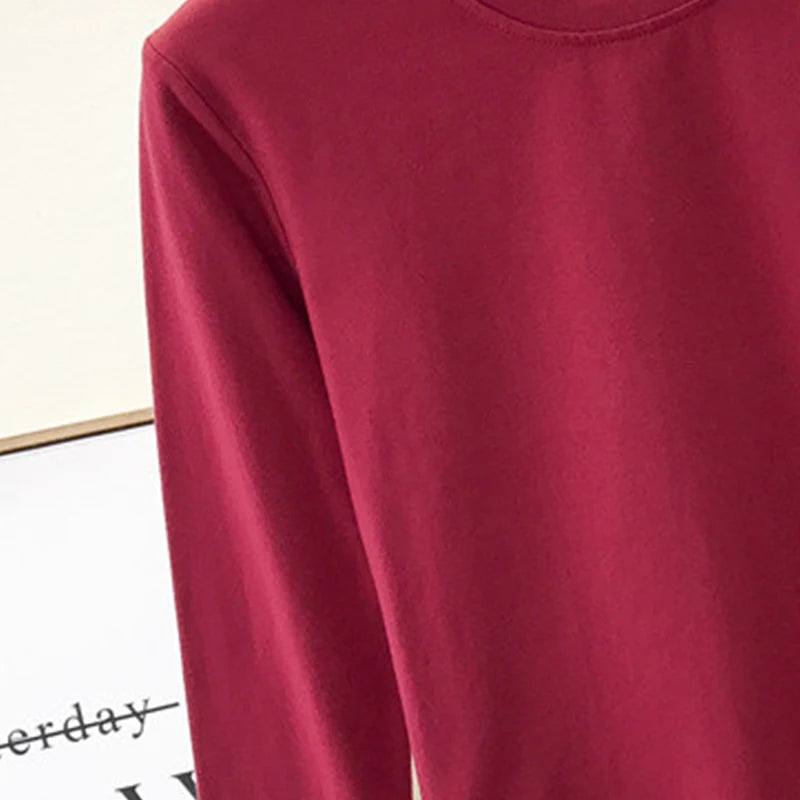 Sexy Black  Women's Clothing O-Neck Long Sleeve Navel Autumn Base Women's Clothing Fashion Casual Ropa Mujer