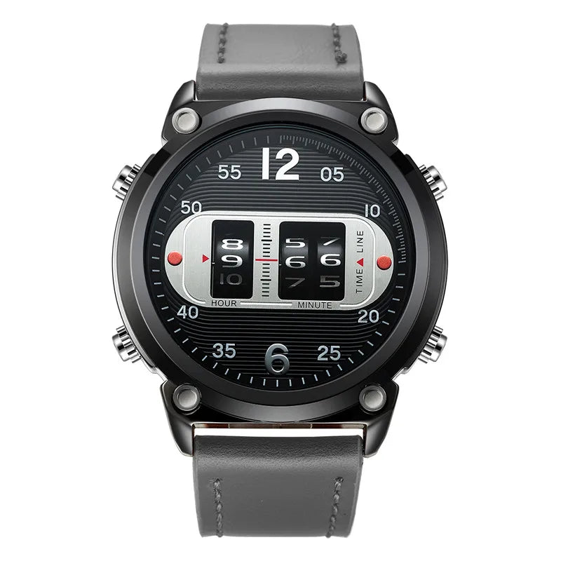 Big Brand Unique Designer Watches For Men Fashion Leather Band Simple Sports Date Quartz Watch Black Montres de Marque de Luxe
