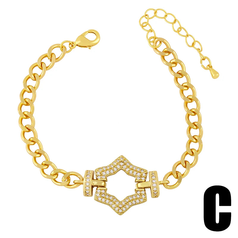 Clearance Bracelets / Copper Gold Plated Bracelets for Women CZ Rhinestone Chain Bracelets Crystal Jewelry Gifts brtk51