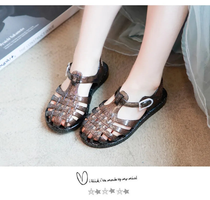 Summer New Sandal Princess Crystal Shoes Boy Girl Children Cave Shoe Kid Jelly Glitter Baby Roman Beach Sandals Toddler Slippers