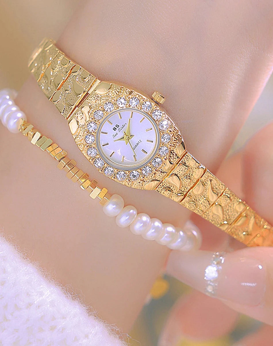 Luxury Diamond Women's Watches High Quality Golden Bracelet Fashion Quartz Wristwatch Ladies Watch Dress Gifts montres femmes