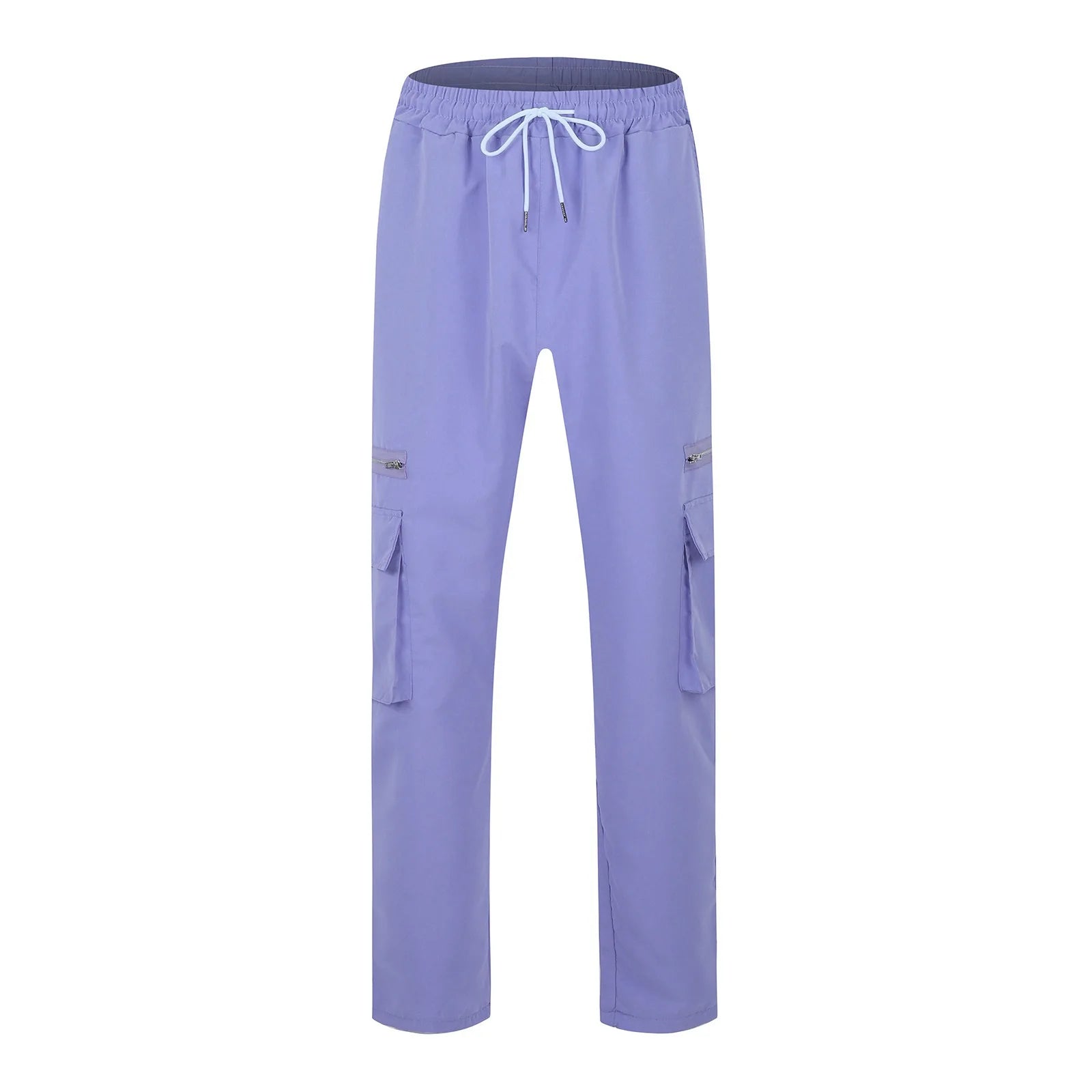 Jogger Casual Sports Zipper Decorated Cargo Pants Waist Pull Rope Men's Plus-size Braided Solid Color Zipper Cargo Pants