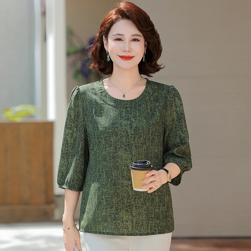 New Vintage Chiffon Women's Clothing Korean Pullovers Women's Clothing Summer Printing half sleeve Tops O-neck T-Shirts