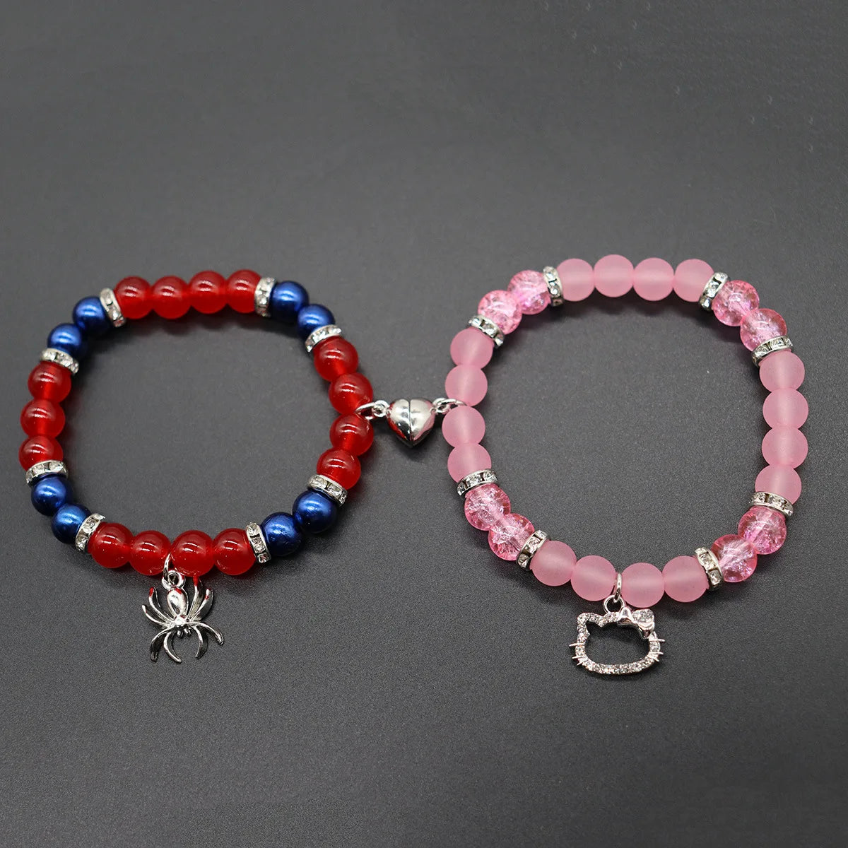 Spider Hello Cat Friendship Bracelets Matching Bracelets Couple Best Friends Charm Bracelets Birthday Bff Magnet Jewelry Gifts