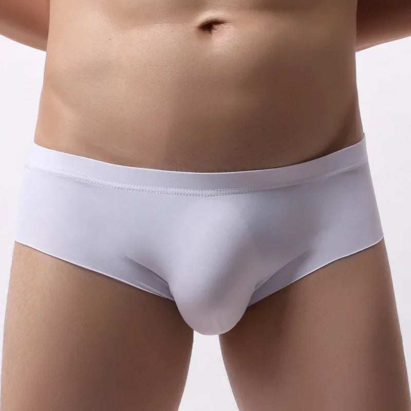 Men's Ice Silk Seamless Underwear Briefs Sexy U Convex Ultra-Thin Breathable Man Underpants Boxers