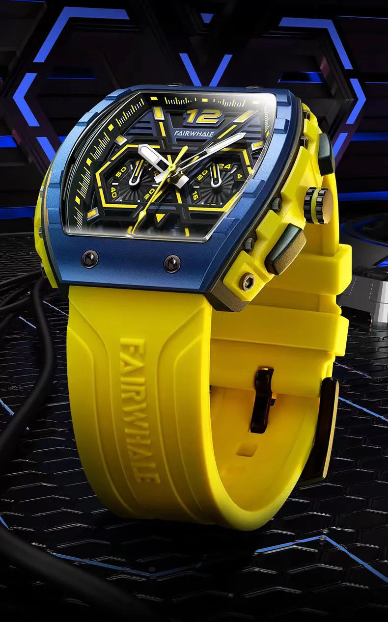 Mark Fairwhale 5560 Brand Luxury Mens Watch Wristwatch Clock Silicone Strap Chronograph Quartz Watches for Men montres hommes