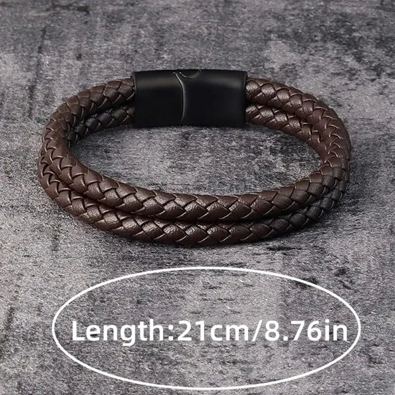 Trendy Leather Bracelets Men Stainless Steel Braided Rope Bracelets For Male Bracelets Jewelry