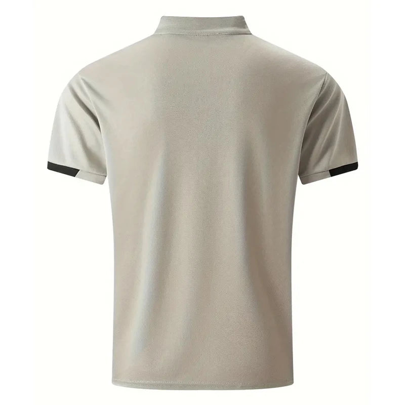 Men Clothes Spring Summer Casual Fashion Short Sleeve Stand Collar Polo Shirt Logo Print Men Clothes Slim Fit Polo Shirt