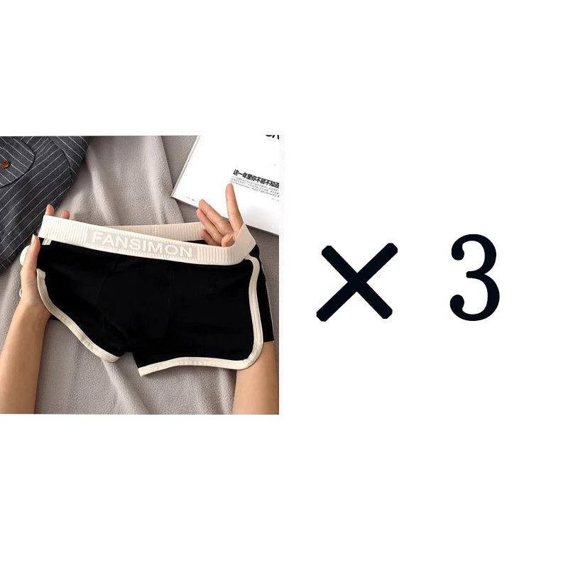 3 Pcs/Lot Men's Boxer Shorts Underwear Sexy Panties Striped Man Underpants Male Boxers Homme U Convex Shorts Lingerie Underpants