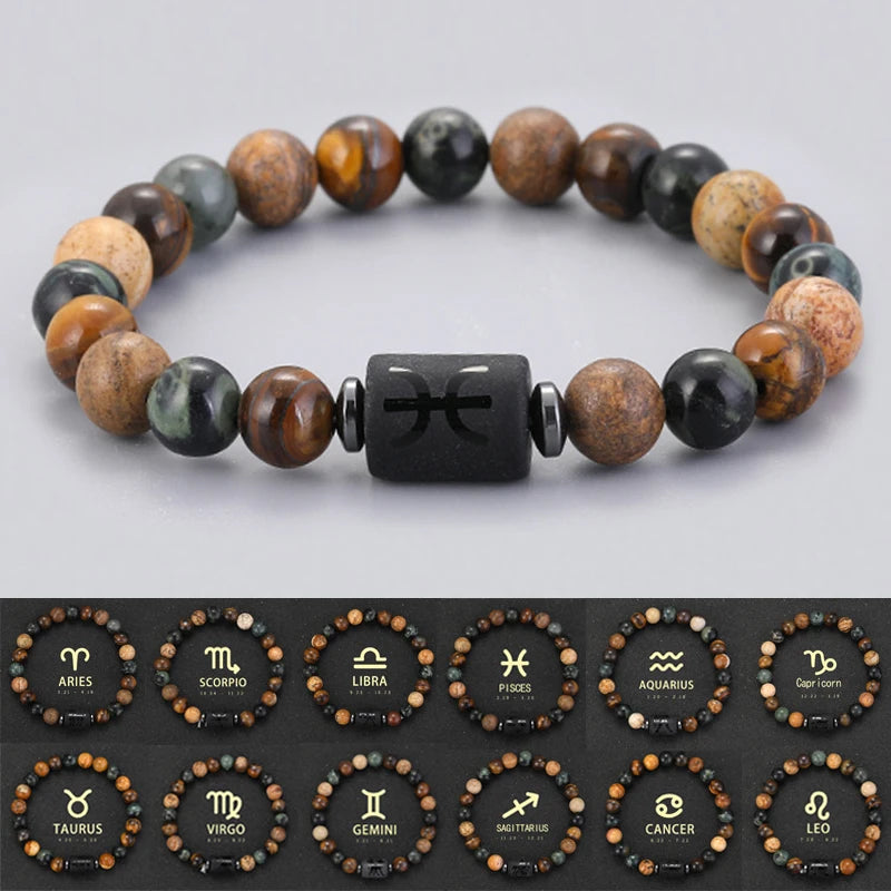 12 Zodiac Signs Bracelets Taurus Gemini Cancer Virgo Pisces Bracelets Ladies Men Couple Friendship Jewelry Gift Bracelets