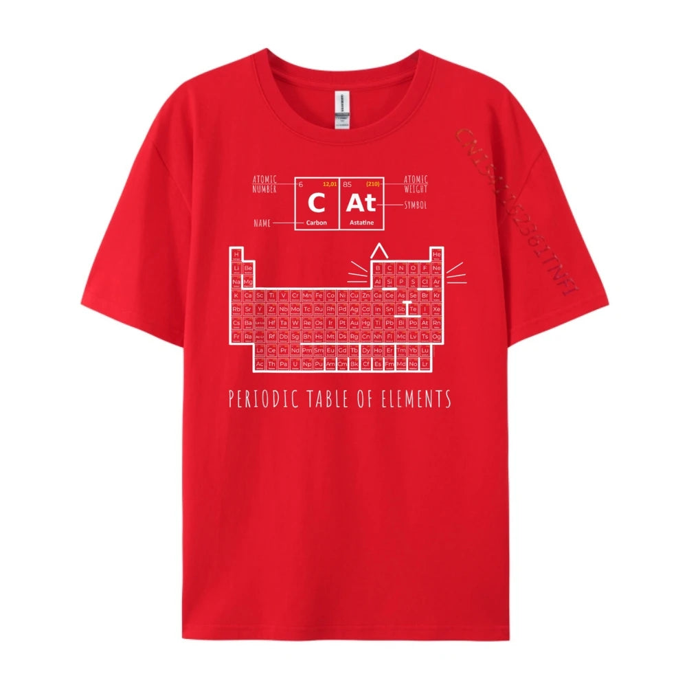 The Chemistry Cat Periodic Table Of Elements Men Clothes Printed T-Shirt Father's Day