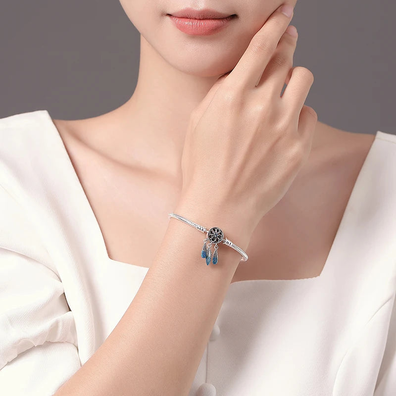 Danturn 925 Sterling Silver Bracelets Surfing, Waves and fish, Dream nets Bracelets Women Bracelets Fashion Charm Bracelets