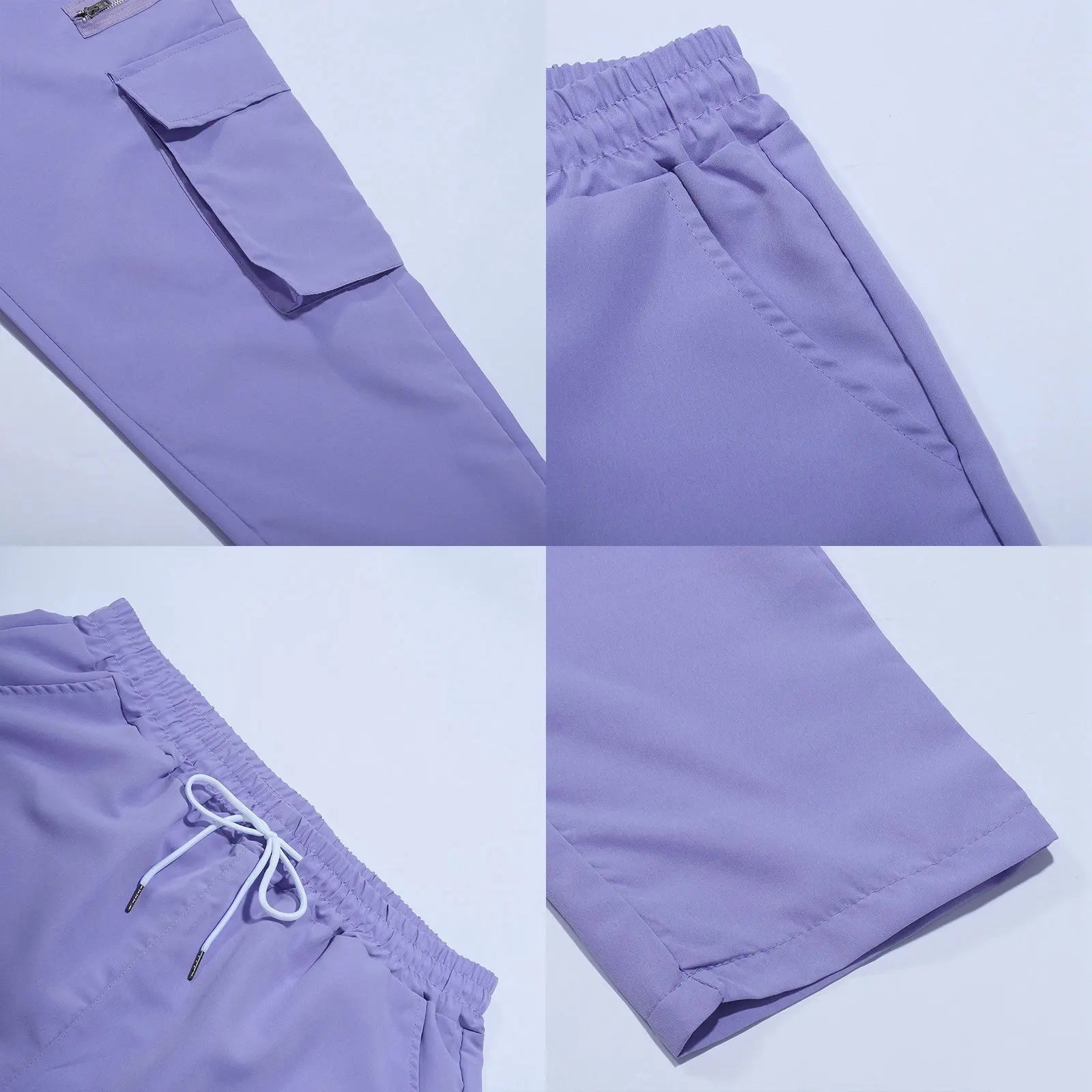 Jogger Casual Sports Zipper Decorated Cargo Pants Waist Pull Rope Men's Plus-size Braided Solid Color Zipper Cargo Pants