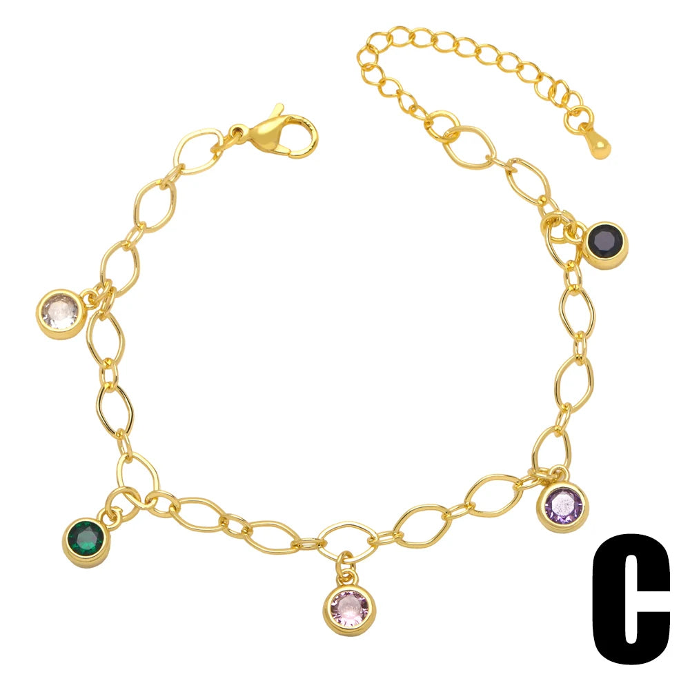Clearance Bracelets / Copper Gold Plated Bracelets for Women CZ Rhinestone Chain Bracelets Crystal Jewelry Gifts brtk51