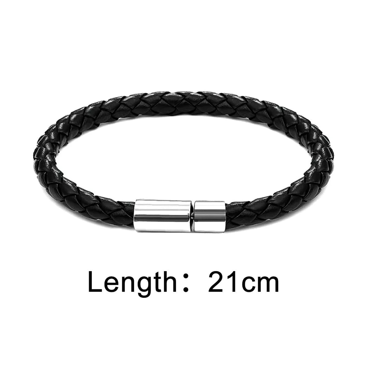 2PCS Brown Black Two Magnetic Fastening Leather Bracelets, Men's Bracelets, Men's Bracelets