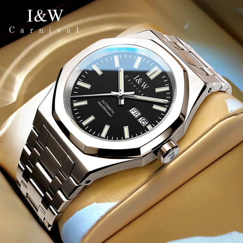 SEIKO NH36A Mechanical Watches for Man Luxury Brand IW CARNIVAL Watch Automatic Sapphire Luminous 5bar Waterproof Montres Hommes