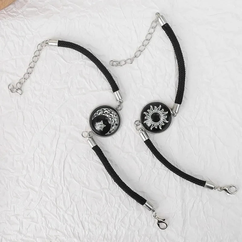 Sun Moon Braided Bracelets Women Men Black Adjustable Couple Bracelets Elegant Comfortable Bracelets Fashion Jewelry Accessories