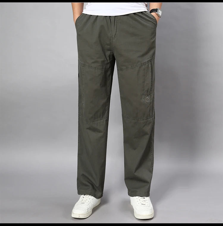 IPPOLICH Men's Pants Sweatpant Leisure Breathable Pants Pockets Wide Leg Cotton Black Cargo Pants Classic Man Casual Cargo Pants