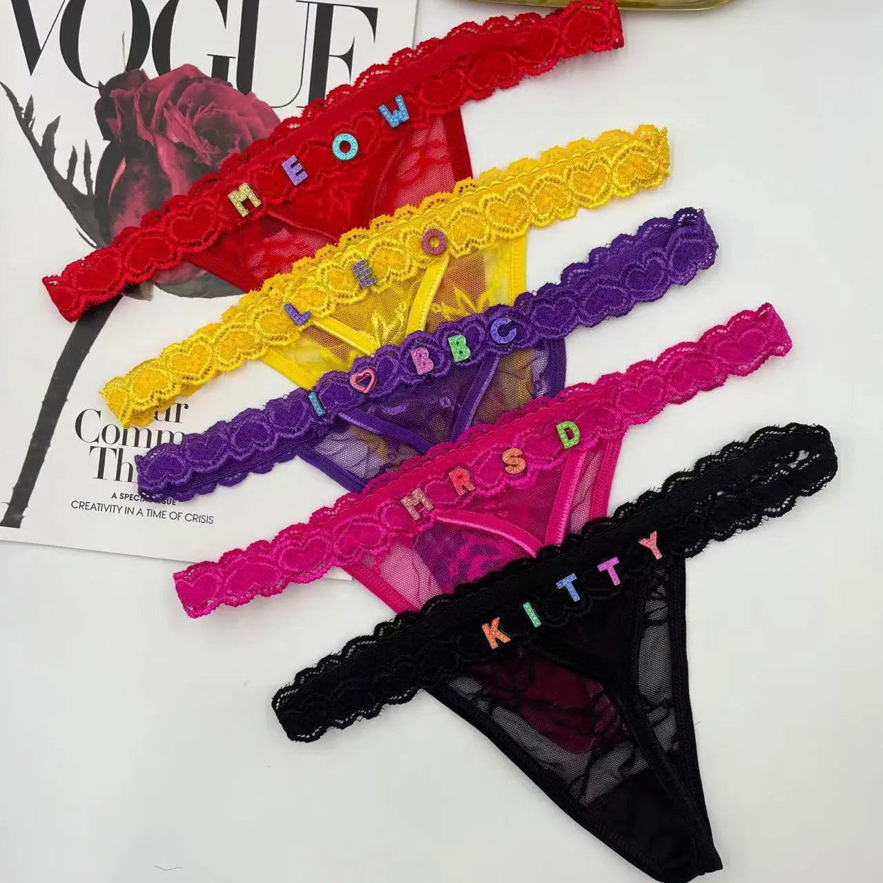 Custom Thong Panties With Name G-string Thongs Sexy Girls Name Underwear Bikini Soft Lace Tanga Christmas Gifts for Her