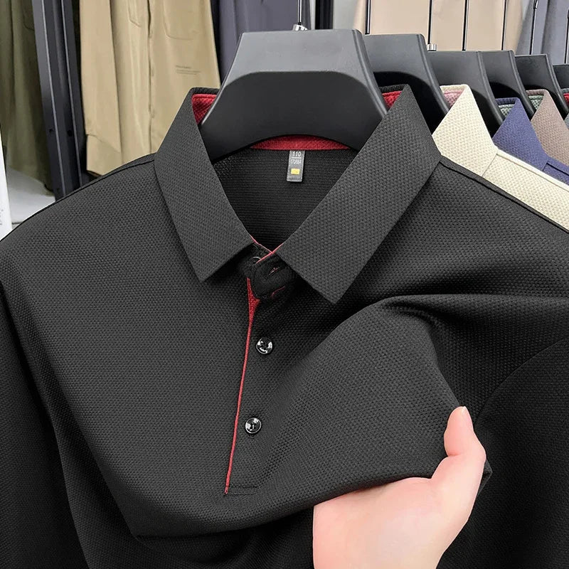 2025 Trend  Men's Long Sleeved Popular Casual T-shirt  Lapel POLO Men's Clothing
