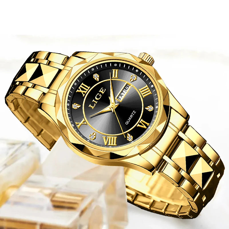 LIGE Casual Sport Watch Ladies Top Luxury All Steel Waterproof Quartz Watches For Women Fashion Gold Watch Women Montres Femmes