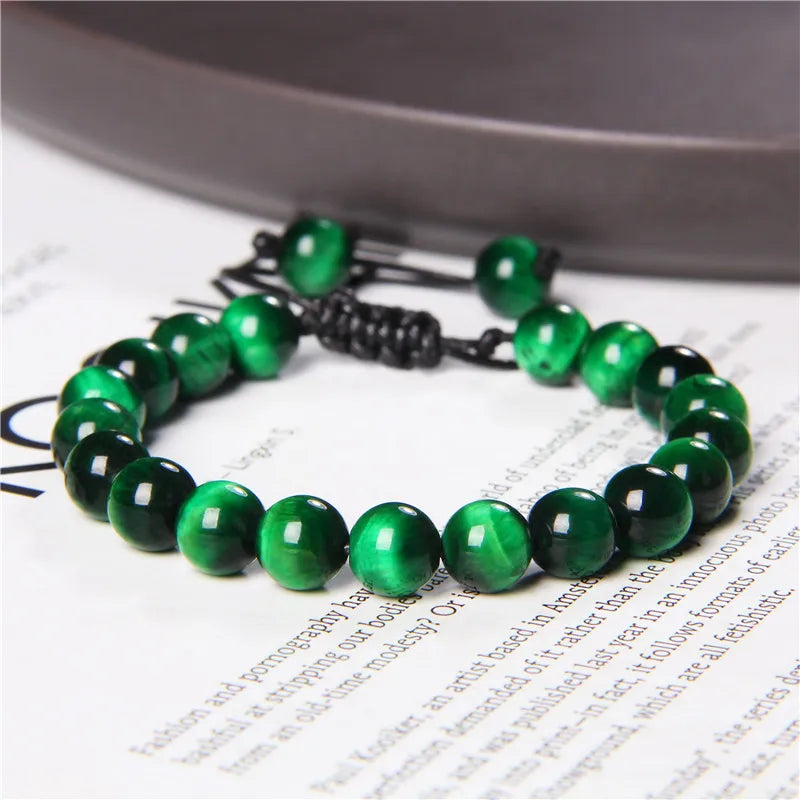 Garnets Stone Beads Bracelets Fashion Adjustable Braided Rope Bracelets Bangles Men Women Yoga Healing Balance Bracelets Jewelry