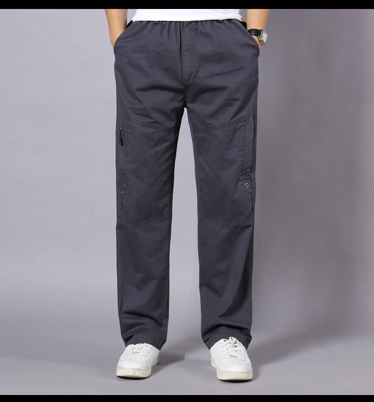 IPPOLICH Men's Pants Sweatpant Leisure Breathable Pants Pockets Wide Leg Cotton Black Cargo Pants Classic Man Casual Cargo Pants