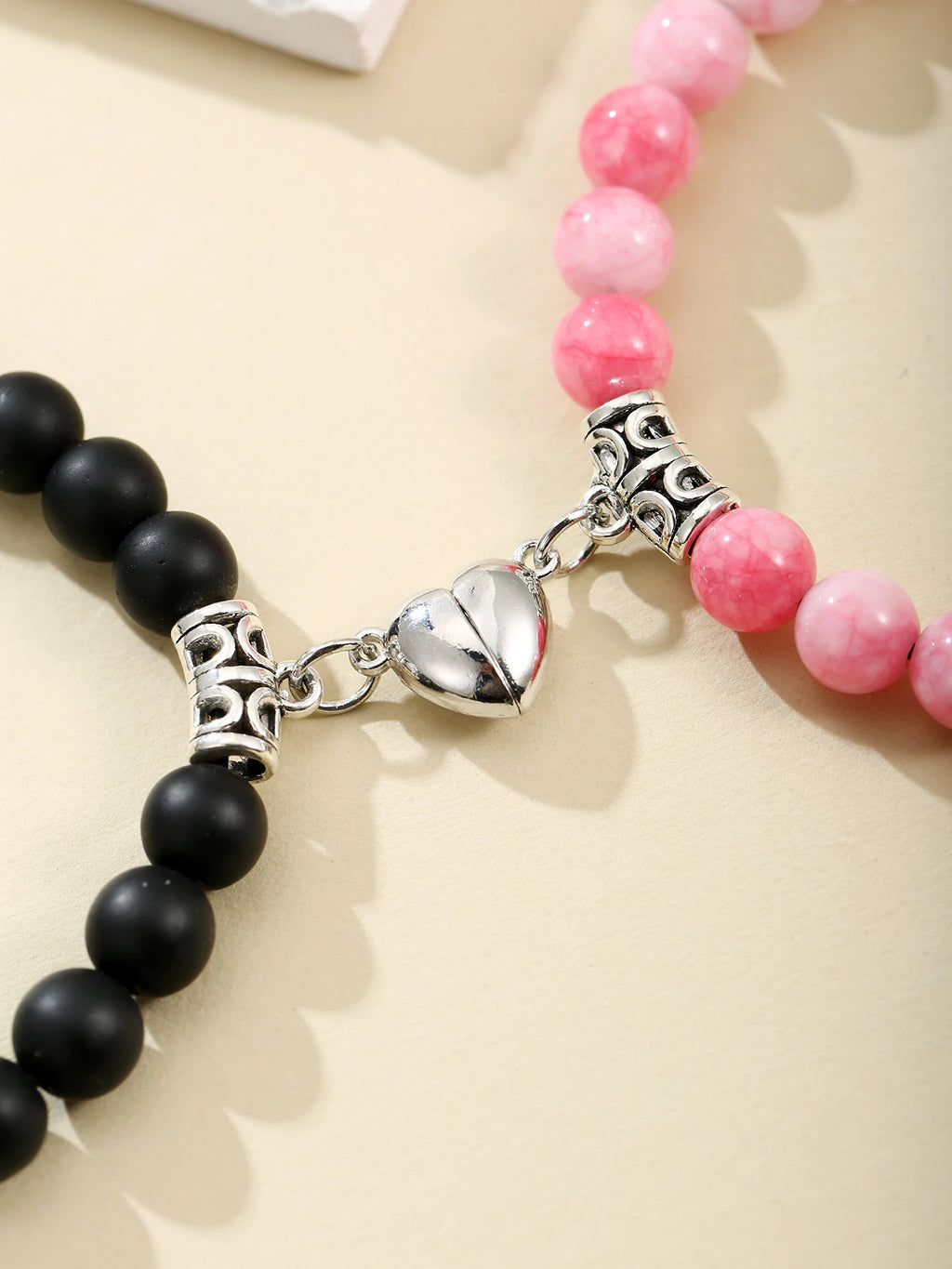 2Pcs Magnet Heart Hand Made Bead Bracelets Lover Bracelets Couple Bracelets