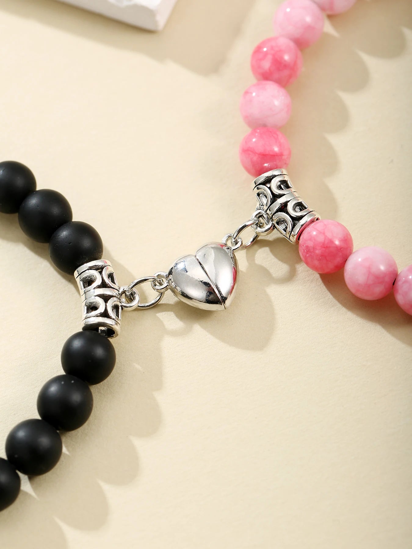 2Pcs Magnet Heart Hand Made Bead Bracelets Lover Bracelets Couple Bracelets