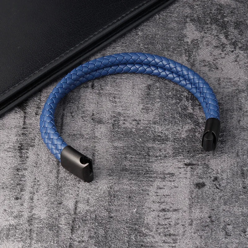 Trendy Leather Bracelets Men Stainless Steel Braided Rope Bracelets For Male Bracelets Jewelry