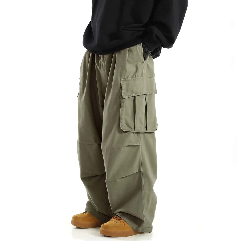 Classic Design Multi Flap Pockets Cargo Pants,Men's Loose Fit Drawstring Cargo Pants，For Skateboarding,Street,Outdoor Camping