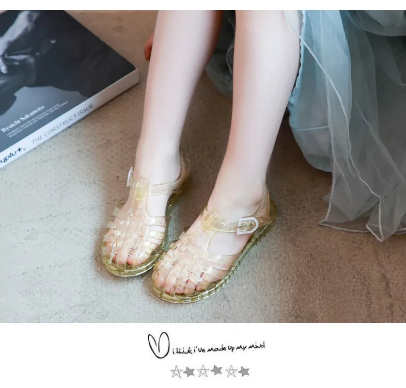 Summer New Sandal Princess Crystal Shoes Boy Girl Children Cave Shoe Kid Jelly Glitter Baby Roman Beach Sandals Toddler Slippers