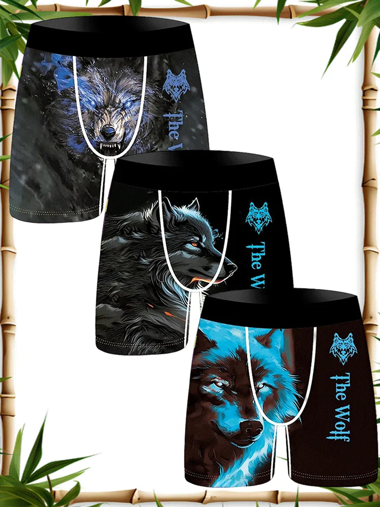 3Pcs Animal Print Men Fshion Underwear Boxers Breathable Man Underpants S-3XL Mens Swimming Underwear Men's Panties Boxer Briefs