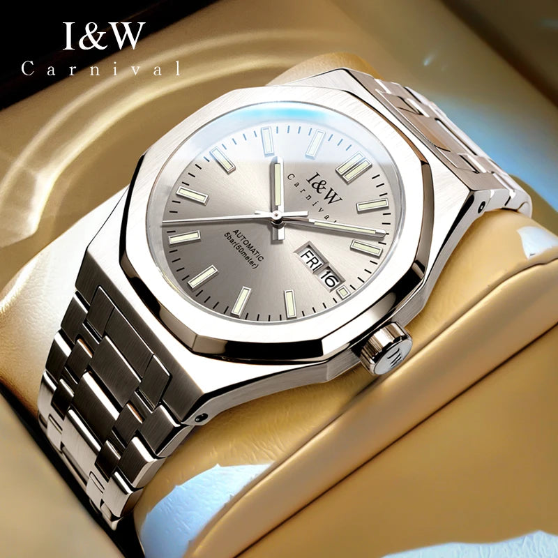 SEIKO NH36A Mechanical Watches for Man Luxury Brand IW CARNIVAL Watch Automatic Sapphire Luminous 5bar Waterproof Montres Hommes