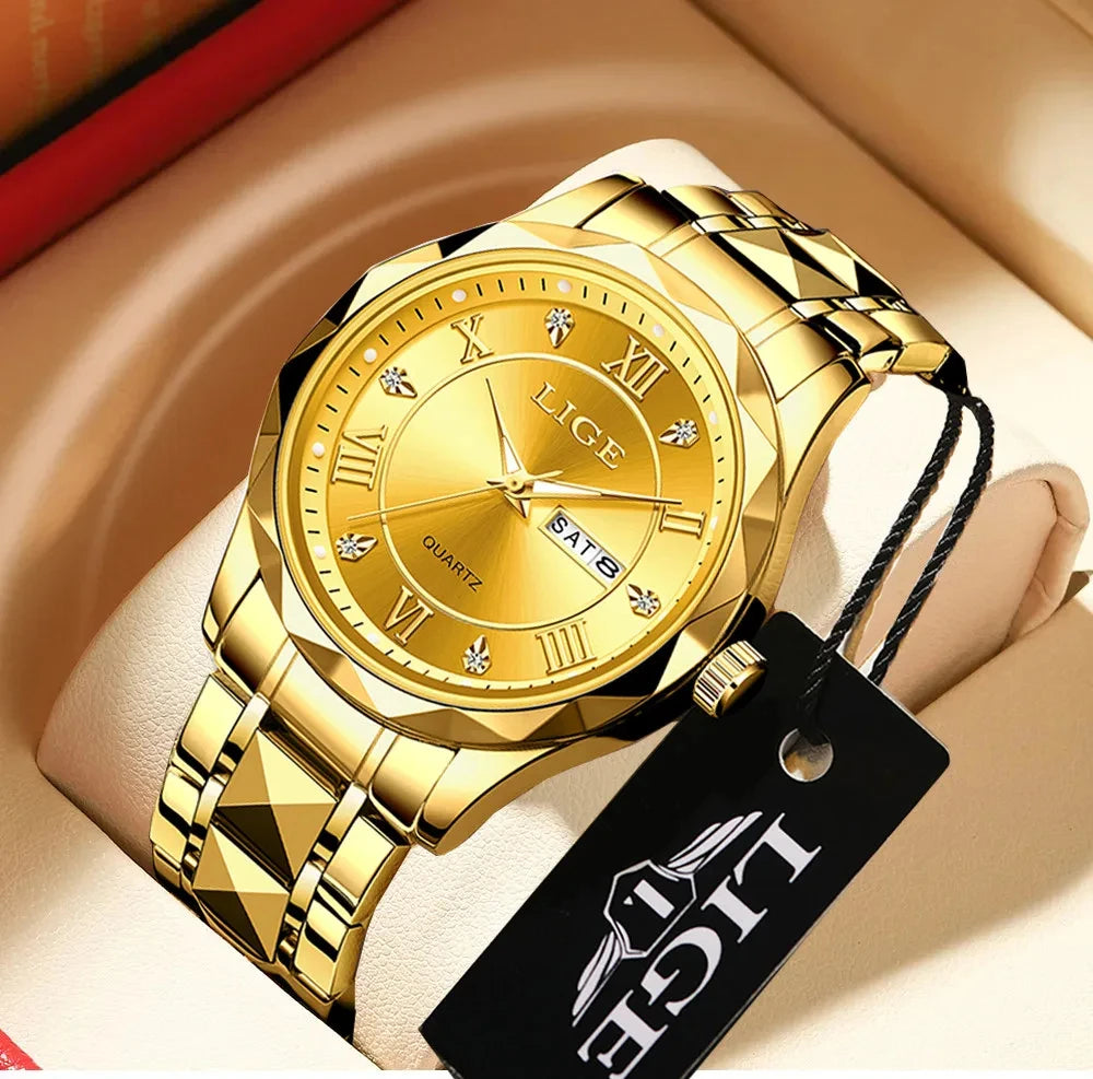 LIGE Casual Sport Watch Ladies Top Luxury All Steel Waterproof Quartz Watches For Women Fashion Gold Watch Women Montres Femmes